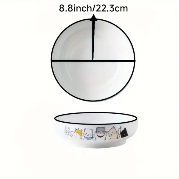 2pcs Large 9-Inch Ceramic Cat Soup Bowl