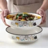 2pcs Large 9-Inch Ceramic Cat Soup Bowl