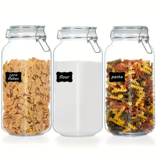 Airtight Glass Canister Set of 3 with Lids