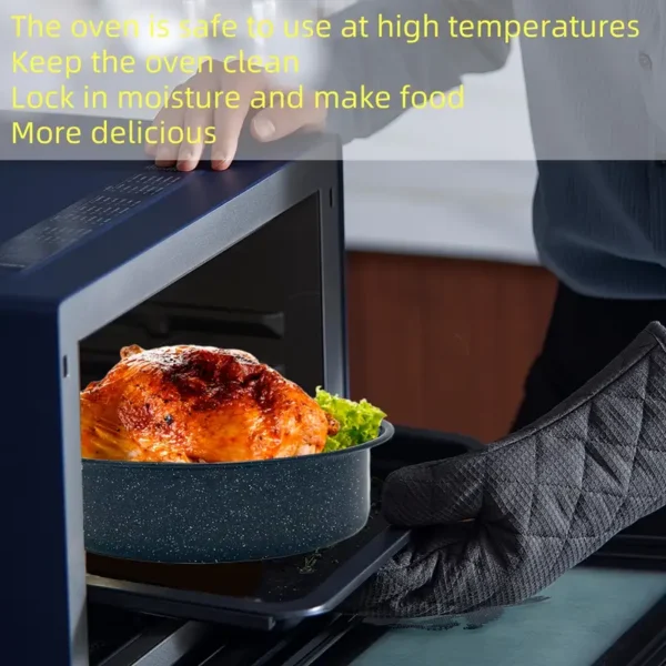 5c18a89e-71fd-4031-bc26-b74284012ea6 Black Speckled Enamel Oval Baking Pan with Lid